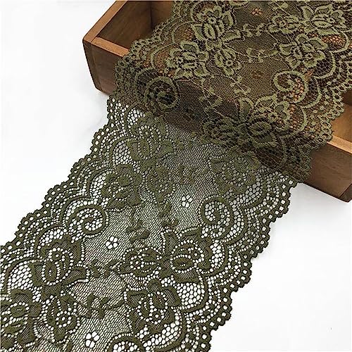 3 Yards 15 cm Breite Vintage Spitzenband, Spitzenbordüre Spitzenborte Zierband Dekoband Spitzenstoff Spitzenbesatz HäKelband Lace Textilborte WäSchespitze Spitzen zum Nähen, DIY Basteln(Armeegrün) von JekyTMP