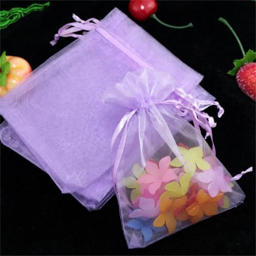 30 Stück 10x15cm Organzasäckchen Geschenksäckchen Schmuck Säckli mit Kordelzug Beutel Klein Organzabeutel Tütchen Geschenkbeutel Organza für Hochzeiten Weihnachten Festival Party (Lavendel lila) von JekyTMP