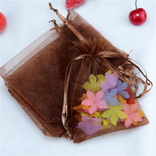 30 Stück 25x35cm Organzasäckchen Geschenktüten OrganzaBeutel Schmuckbeutel mit Kordelzug Hochzeit Säckchen Gross Organza Bonbonsbeutel Lavendelsäckchen für Schmuck Geschenke Süßigkeiten (Kaffee) von JekyTMP