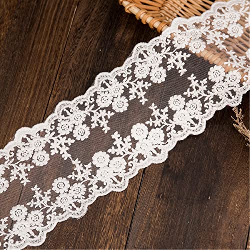 4 Yards 12cm Klassisches Spitzenband Spitzenborte Zierborte Dekoband WäSchespitze HäKelborte Spitze Litze HäKelbordüRe Stoffborte Spitzenbesatz Zierspitze NäHborte Stickborte Kragen Applikation,Weiss von JekyTMP