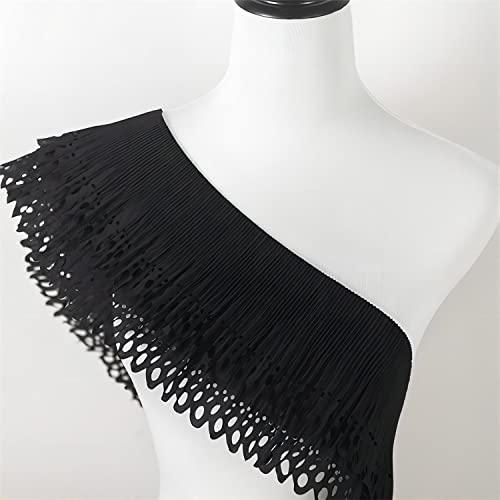 4 Yards 16 cm RüSchenborte, RüSchenstoff Geraffte Borte Saumspitze Ärmelspitze Spitzenborte Spitzenstoff Zierband StoffbordüRe Spitze Meterware Lace Festonspitze Borten Und BäNder Zum NäHen,Schwarz von JekyTMP