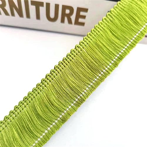 4 Yards 2,5 cm Fransenborte Farbige Fringe, Quasten Trim, Fransenband, Baumwollspitze, HäKelband, Spitze, Dekoband BäNder BordüRe Spitzenband Spitzenborte Tanzfransen Spitzenrand für Nähen (Hellgrün) von JekyTMP