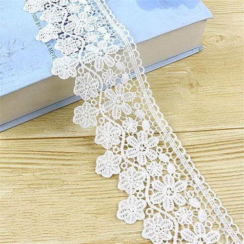 4 meters 9cm Blume Stickerei Spitzenbordüre,Spitzenband,Spitzenborte,HäKelspitze,Dekoband,Zierband,Häkelborte,Borte Bänder zum für Geburtstagseinladungen,Tischdeko,Hochzeitskleidern,Weiss von JekyTMP