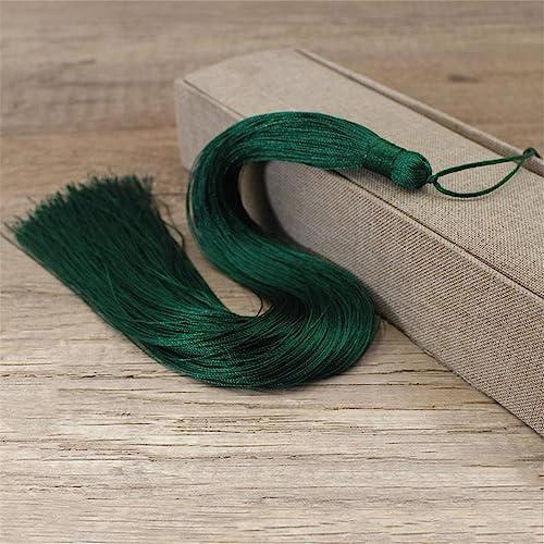 5 Pieces 30 cm Lange Quasten mit Seile Schlaufe Seidige Quastenanhänger Fransen Anhänger Lesezeichen Quaste Weich Troddel Bunt Tassels Lange Bastelquasten Handgefertigte Fransen für DIY(Dunkelgrün) von JekyTMP