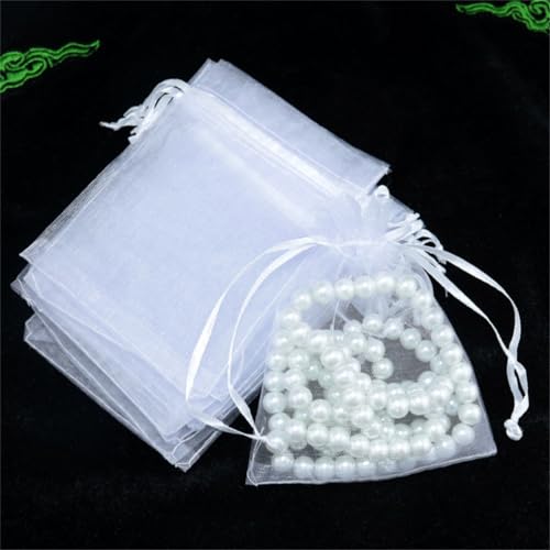 5 Stück 25x35cm Organzasäckchen Geschenktüten OrganzaBeutel Bonbonsbeutel Schmuckbeutel mit Kordelzug Gross Organza Hochzeit Säckchen Lavendelsäckchen für Schmuck Geschenke Süßigkeiten (Weiß) von JekyTMP