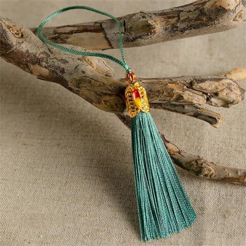 5 Stück 6cm Handgemachte Seidige Handwerk Quaste Bunte Troddel Anhänger Kleine Quasten Anhänger Lange Quastenanhänger Fransen Tassels für Schmuckherstellung Souvenir Lesezeichen DIY Zubehör (Cyan) von JekyTMP