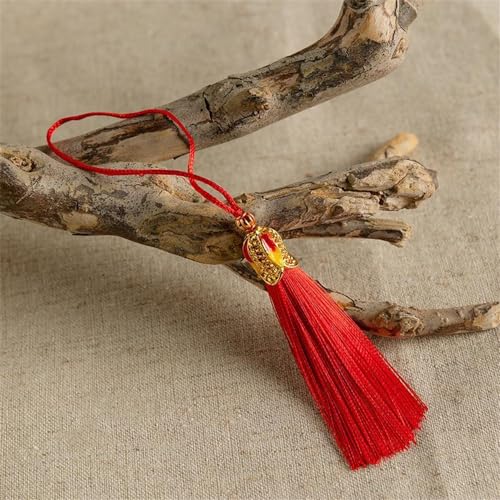 5 Stück 6cm Handgemachte Seidige Handwerk Quaste Bunte Troddel Anhänger Kleine Quasten Anhänger Lange Quastenanhänger Fransen Tassels für Schmuckherstellung Souvenir Lesezeichen DIY Zubehör (Rot) von JekyTMP