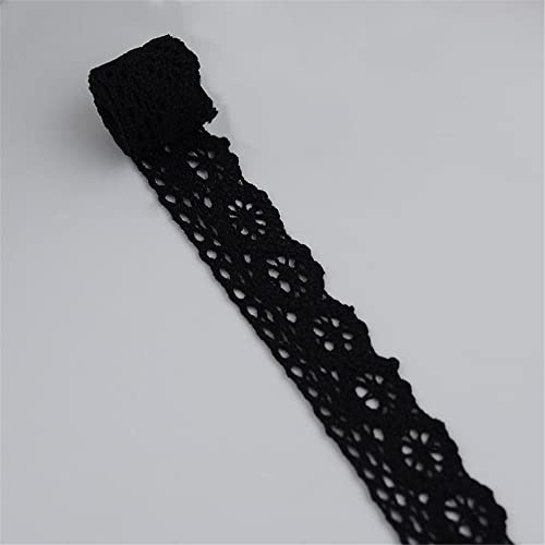 5 Yards 2 cm Baumwolle HäKelspitze, Spitzenborte Spitze Meterware Dekoband Lace StoffbordüRe NäHborte Spitzenstoff Zierband BäNder Stickborte TextilbordüRe Spitzenbesatz Spitzenkordel,Schwarz E von JekyTMP