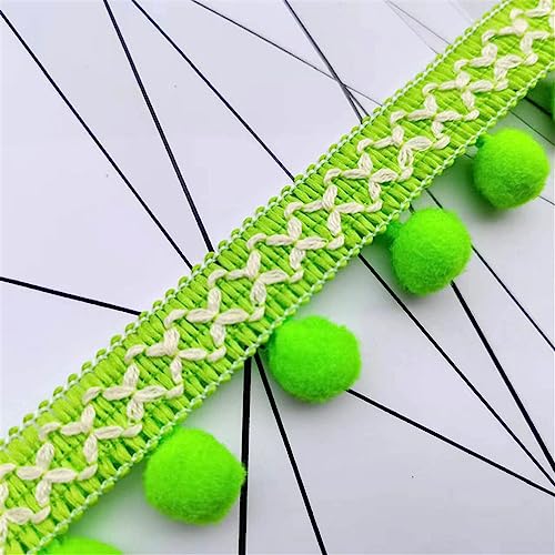 5 Yards 3 cm Bunt Pomponborte Bommelborte Pom Pom Fransen Pomponband Fransenborte Pompom Fransenbesatz Bommelband Fringe Band Bommel Fringe Spitzenband Quaste Trim Band Zum NäHen(Fluorescent Green) von JekyTMP