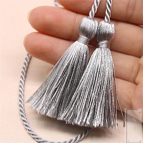 5 pcs 5 cm Bunt Quasten AnhäNger Lesezeichen Quasten Tassel Klein Deko Quaste Boho Troddel SchlüSselanhäNger MöBel Quasten Dicke Zierquaste Seidenquaste für Diy-Projekte Handwerk ZubehöR(Silber grau) von JekyTMP