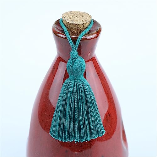 5 pcs 6 cm Handgefertigte Quasten Anhänger, Fransen Lesezeichen Mini Quasten Tassels Anhänger Troddel Hängende Quaste Baumwolle Tassel mit Seile Schlaufe für DIY Handwerk(21 Dunkles Holzgrün) von JekyTMP