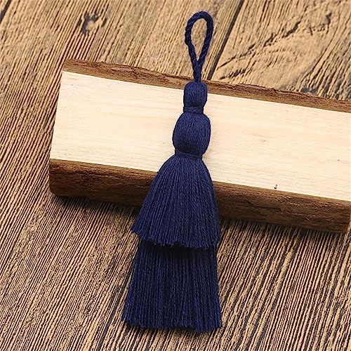 5 pcs 9 cm Bunt Groß Tassel, Quasten AnhäNger Lesezeichen Quasten Boho Troddel Quasten SchlüSselanhäNger MöBel Quasten Dicke Zierquaste Seidenquaste Deko Quaste für DIY Handwerk ZubehöR(Königsblau) von JekyTMP