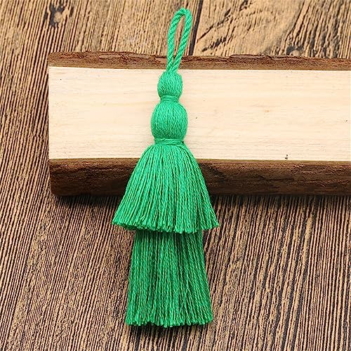 5 pcs 9 cm Bunt Groß Tassel, Quasten AnhäNger Lesezeichen Quasten Boho Troddel Quasten SchlüSselanhäNger MöBel Quasten Dicke Zierquaste Seidenquaste Deko Quaste für DIY Handwerk ZubehöR(Gras-Grün) von JekyTMP