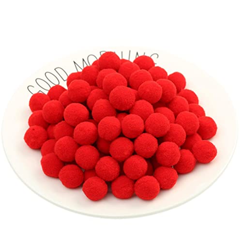 JekyTMP 50 Stück 40mm Pompons Zum Basteln Craft Pom Poms BäLle Flauschigen Bunt Mini Pompon PlüSch BäLle Pom Pom BäLle Bunte Pompom Pompons Kleine Mini-Pompon Bunte Flauschige Pompon (Nr. 2 Rot) von JekyTMP