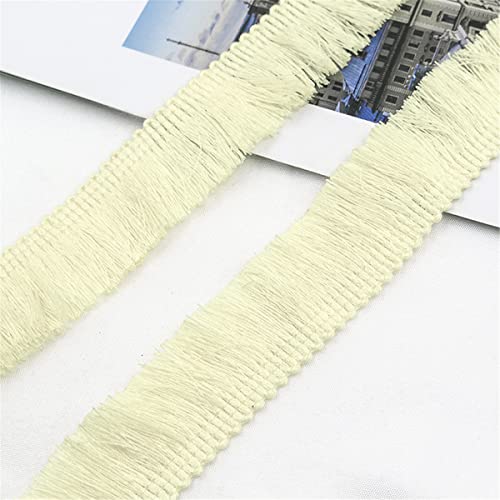 6 Meters 25mm Baumwolle Fransenbesatz FransenbordüRe Fransenborte Band Fringe Fransenband Quasten Trim MöBelfransen Spitzenband HäKelband Spitzenborte für Kleidung Vorhang Wohnaccessoires,Beige von JekyTMP