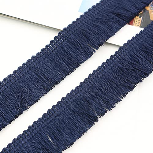 6 Meters 25mm Baumwolle Fransenbesatz FransenbordüRe Fransenborte Band Fringe Fransenband Quasten Trim MöBelfransen Spitzenband HäKelband Spitzenborte für Kleidung Vorhang Wohnaccessoires,Navy blau von JekyTMP