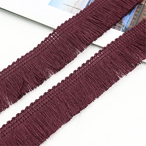 6 Meters 25mm Baumwolle Fransenbesatz FransenbordüRe Fransenborte Band Fringe Fransenband Quasten Trim MöBelfransen Spitzenband HäKelband Spitzenborte für Kleidung Vorhang Wohnaccessoires,Weinrot von JekyTMP