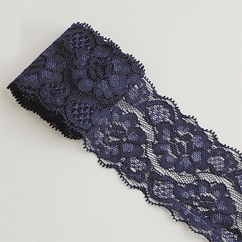 7 Yards 6 cm Breite Spitzenborte Spitzenband Stickerei Spitzenbordüre Dekoband Zierband Lace Trim Spitzenstoff Spitzenbesatz HäKelband Textilborte WäSchespitze Spitze Bänder zum Nähen, DIY(Navy blau) von JekyTMP