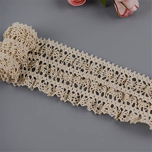 7 Yards 7 cm Baumwollspitze mit Stickerei, Spitzenborte Zierborte Dekoband SpitzenbordüRe Borten BäNder Spitzenstoff RüSchenborte RüSchenstoff Spitzenbesatz HäKelspitze Lace Trim RüSchenband,Creme von JekyTMP