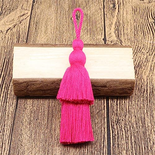 9 pcs 9 cm Bunt Groß Tassel, Quasten AnhäNger Lesezeichen Quasten Boho Troddel Quasten SchlüSselanhäNger MöBel Quasten Dicke Zierquaste Seidenquaste Deko Quaste für DIY Handwerk ZubehöR(Rosenrot) von JekyTMP