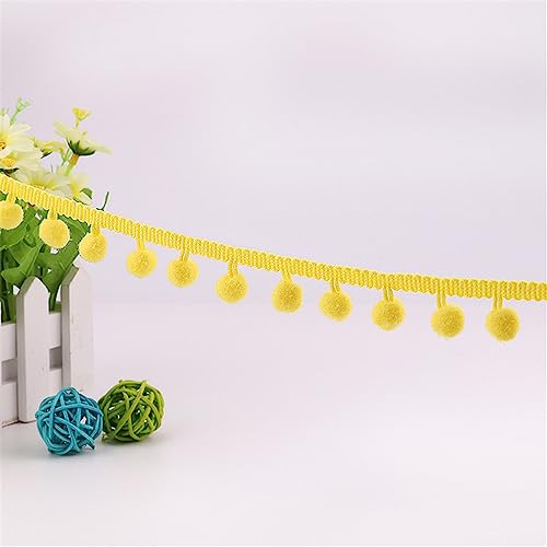 JekyTMP 10 Yards 2,1 cm Bunt Bommelband Pomponborte Bommelborte Pomponband Fransenborte Pompom Fransenbesatz Fringe Band Pom Pom Fransen Bommel Fringe Spitzenband Quaste Trim Band Zum NäHen(Yellow) von JekyTMP