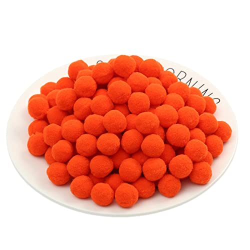 JekyTMP 100 Stück 20mm Pompons Zum Basteln Flauschigen PlüSch BäLle Pom Pom BäLle Bunte Pompom Pompon Bunt Mini Pompons BäLle Flauschigen Craft Pom Poms Bunte Flauschige Pompon (Nr. 15 Orangerot) von JekyTMP