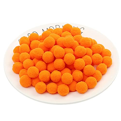 JekyTMP 100 Stück 20mm Pompons Zum Basteln Flauschigen PlüSch BäLle Pom Pom BäLle Bunte Pompom Pompon Bunt Mini Pompons BäLle Flauschigen Craft Pom Poms Bunte Flauschige Pompon (Nr. 32 Orange) von JekyTMP