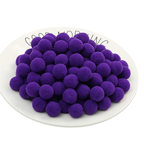 JekyTMP 100 Stück 20mm Pompons Zum Basteln Flauschigen PlüSch BäLle Pom Pom BäLle Bunte Pompom Pompon Bunt Mini Pompons BäLle Flauschigen Craft Pom Poms Bunte Flauschige Pompon (Nr. 9 Deep Purple) von JekyTMP