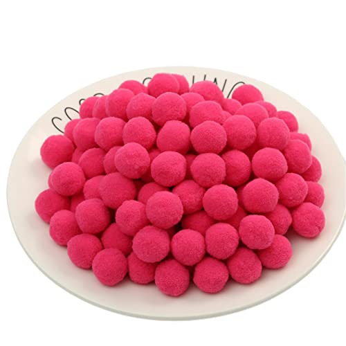 JekyTMP 300 Stück 20mm Pompons Zum Basteln Flauschigen PlüSch BäLle Pom Pom BäLle Bunte Pompom Pompon Bunt Mini Pompons BäLle Flauschigen Craft Pom Poms Bunte Flauschige Pompon (Nr. 4 Rosenrot) von JekyTMP