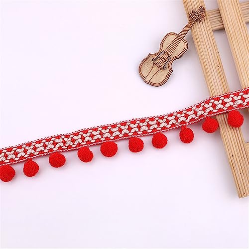 JekyTMP 4 Yards 2,8 cm Bunt Pom Poms Quaste Borte Pomponborte Bommelborte Pomponband Fransenborte Fringe Band Pom Pom Fransen Bommelband Bommel Fringe Spitzenband Quaste Trim Band Zum NäHen(Red) von JekyTMP