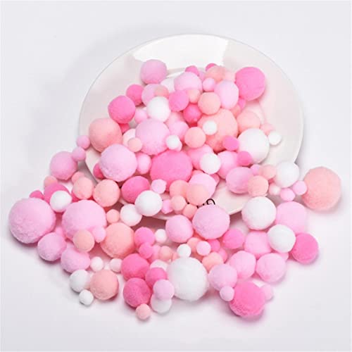 JekyTMP 400 Stück 10-30mm Pompons Bunte Pompom Pom Pom BäLle Pompons Zum Basteln Bunt Mini Pompons BäLle Flauschigen Kleine Mini-Pompons Craft Pom Poms Bunte Flauschige Pompons (Rosa) von JekyTMP