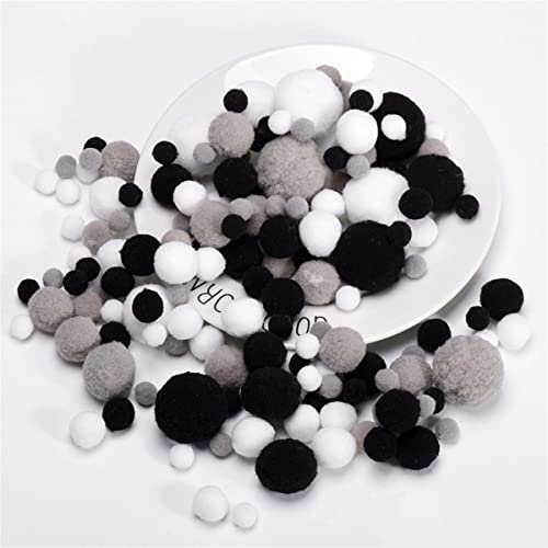 JekyTMP 400 Stück 10-30mm Pompons Bunte Pompom Pom Pom BäLle Pompons Zum Basteln Bunt Mini Pompons Kleine Mini-Pompons Craft Pom Poms Bunte Flauschige Pompons (Schwarzgrau) von JekyTMP