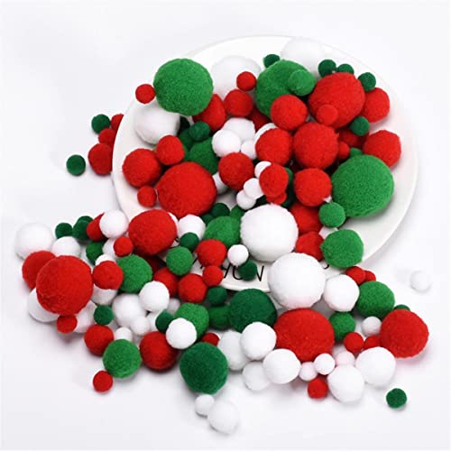 JekyTMP 400 Stück 10-30mm Pompons Bunte Pompom Pom Pom BäLle Pompons Zum Basteln Bunt Mini Pompons Kleine Mini-Pompons Craft Pom Poms Bunte Flauschige Pompons (Weihnachten) von JekyTMP