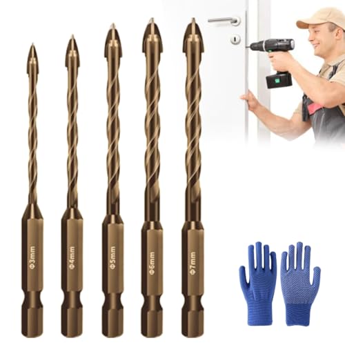 5PCS New Four-Flute Sawtooth Eccentric Drill Bit, Cozy Hoome Drill Bit, Four-Edged Serrated Eccentric Drill, Multifunction Drill Bit Set (3 +4 +5 +6+ 7mm) von Jelaqmot