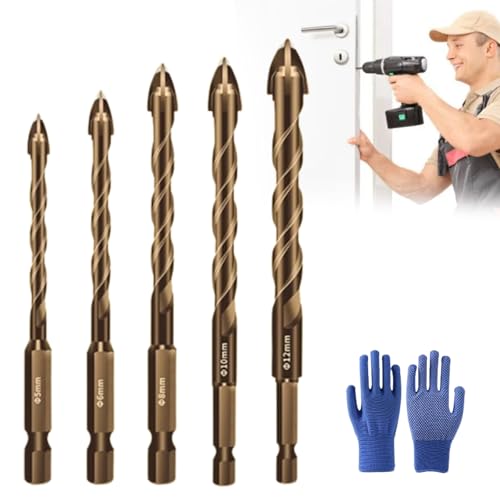 5PCS New Four-Flute Sawtooth Eccentric Drill Bit, Cozy Hoome Drill Bit, Four-Edged Serrated Eccentric Drill, Multifunction Drill Bit Set (5 +6+ 8+ 10 +12mm) von Jelaqmot