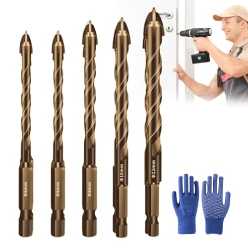 5PCS New Four-Flute Sawtooth Eccentric Drill Bit, Cozy Hoome Drill Bit, Four-Edged Serrated Eccentric Drill, Multifunction Drill Bit Set (6 +6 +8 +10+ 12mm) von Jelaqmot