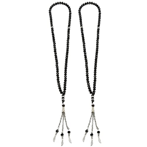 2 Stück Perlen Rosenkranz 99 Körner, 6 mm Muslimische Gebetskette Mini Tasbih Dainty Rosenkranz Anbetung Gebetszubehör für den täglichen Gebrauch(Schwarz) von Jenngaoo