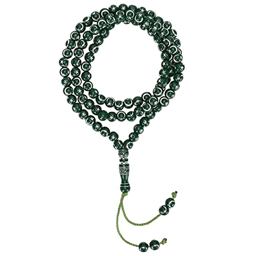 99 Perlen Muslim Tasbih Harz Vergoldung Islamische Anbetung Gebetsschrift Rosenkranz Perlen Buddhistische Gebetsschrift Rosenkranz Halskette(Grün) von Jenngaoo