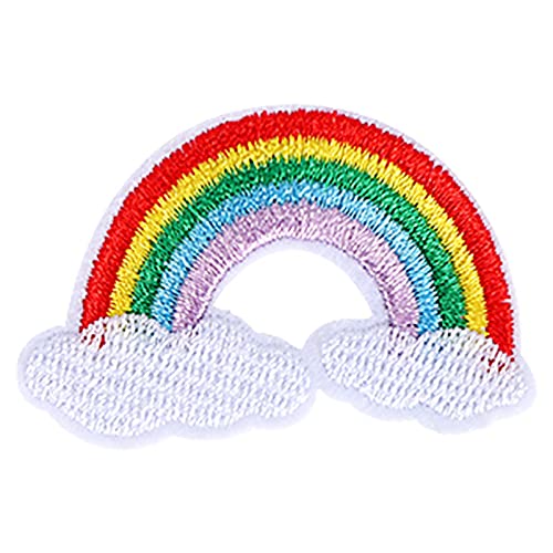 Jenngaoo 10 Stück Regenbogen Wolken Patch, Regenbogen Wolken Stoff Aufkleber Wolke Regenbogen Muster Stickerei Applikation Dekorationszubehör, 5,2 x 3,0 x 0,2 cm von Jenngaoo