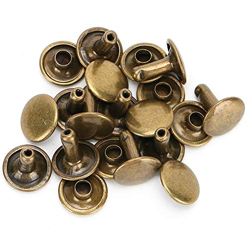 Jenngaoo 200 Sets Doppelkappennieten, 10x10mm Pfostenledernieten Doppelkappennieten Rundbolzennagel Lederhandwerk Herstellung von dekorativen Accessoires(Bronze) von Jenngaoo