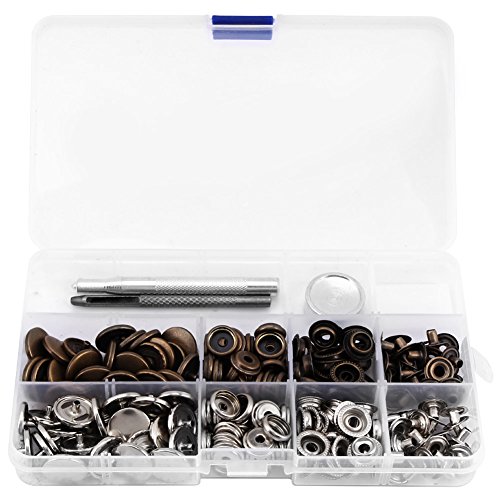 Jenngaoo 50 Stück Sätze Ledernieten Set, 17 mm Metall Druckknöpfe Druckknopf Werkzeug mit Befestigungswerkzeug für DIY Lederbekleidung Reparatur von Jenngaoo