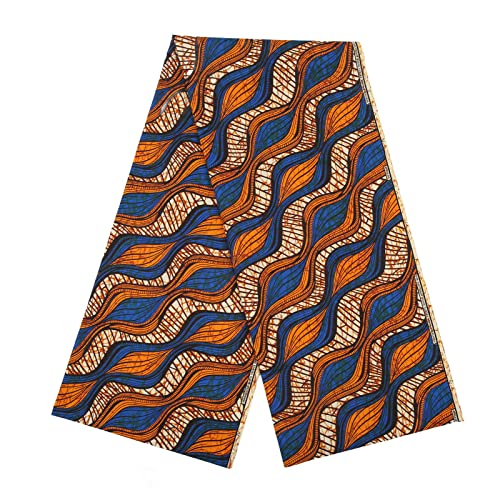 Jenngaoo 6 Yards afrikanischer Stoff, afrikanischer Polyester Wachsdruckstoff Bunte Muster geometrischer Musterstoff für Partykleid(#2) von Jenngaoo