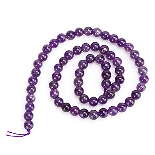 Jenngaoo Natürliche Amethyst Steinperlen Lila Runde Lose Perlen für DIY Schmuck Armband Halskette Herstellung(6mm, 62Pcs/String) von Jenngaoo