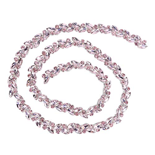 Jenngaoo Strass Trim Kette, Glänzende Kristall Strassapplikationen Strass Trim Kette Nähen Basteln DIY Schmuck Kristallkette zum Basteln, Nähen, Hochzeit, Party (Rosa) von Jenngaoo