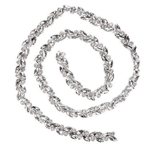 Jenngaoo Strass Trim Kette, Glänzende Kristall Strassapplikationen Strass Trim Kette Nähen Basteln DIY Schmuck Kristallkette zum Basteln, Nähen, Hochzeit, Party (Weiß) von Jenngaoo