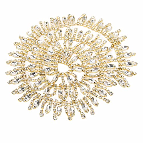 Jenngaoo Strassbesatz, 1 Yard Quaste Strassbesatz Kette Nähen Basteln DIY Schmuck Kristallkette zum Basteln, Nähen, Hochzeit, Party, (Gold) von Jenngaoo