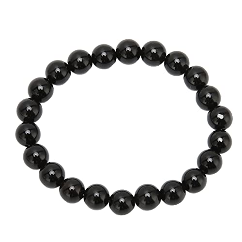 Schwarzes Achat Perlen Armband, 8 mm dehnbares schwarzes Achat Armband, Chakra Edelsteine, Steine, Armband für Frauen, Männer, Mädchen von Jenngaoo