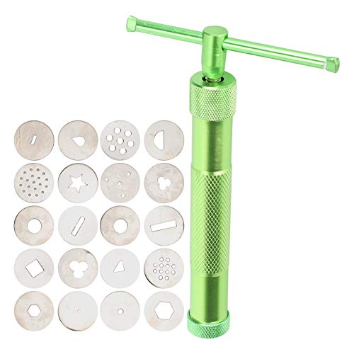 Ton Extruder, Fondant Extruder mit 20 Spitzen Zuckerpaste Extruder Kuchen Dekor Werkzeuge Edelstahl Squeezer Craft Manual Keramik Werkzeuge von Jenngaoo