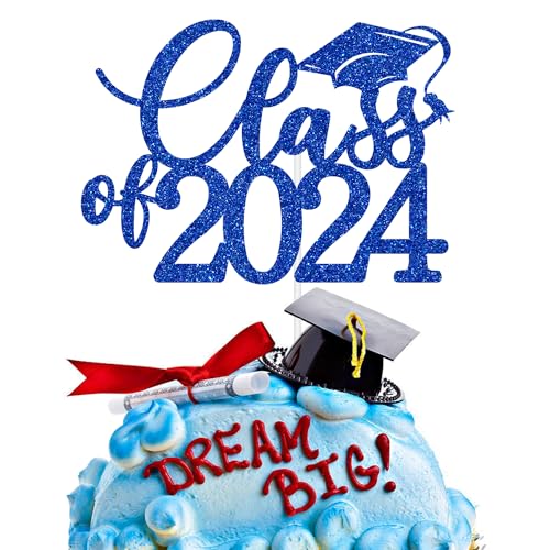 Class of 2023 Cake Topper, Congrats Grad Cake Decorations, So Proud of You, Happy Graduation Party Dekorationen Supplies Blue Glitter von Jenrtvis