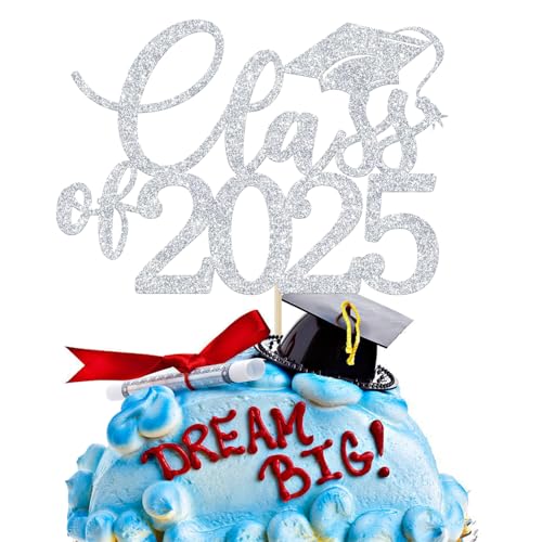 Class of 2023 Cake Topper, Congrats Grad Cake Decorations, You Did It, Middle High School College Senior Happy Graduation Party Dekorationen Supplies Silber Glitter von Jenrtvis